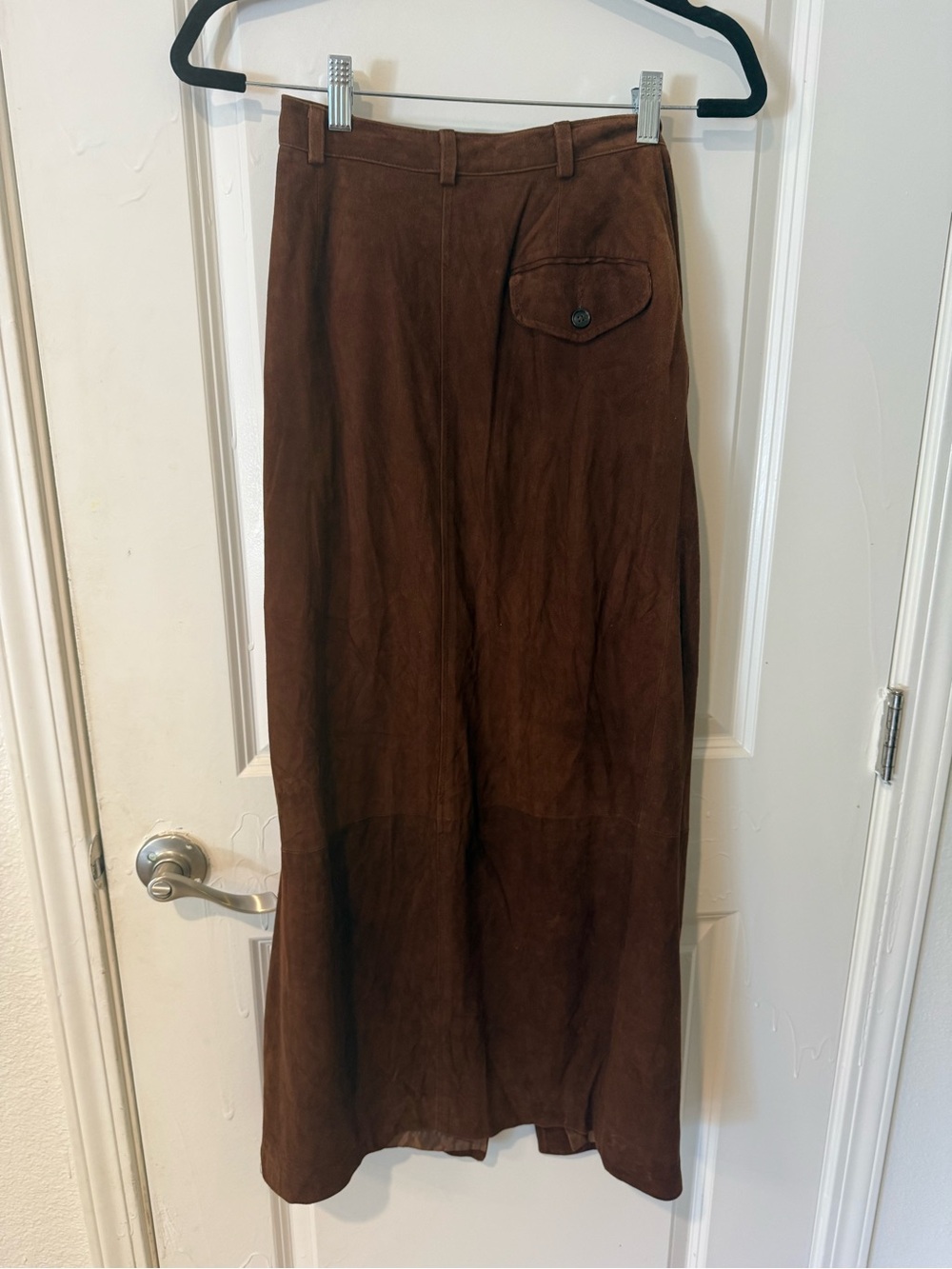 Vintage 80’s Ralph Lauren Classic Brown Suede Midi Skirt - Picture 3 of 7